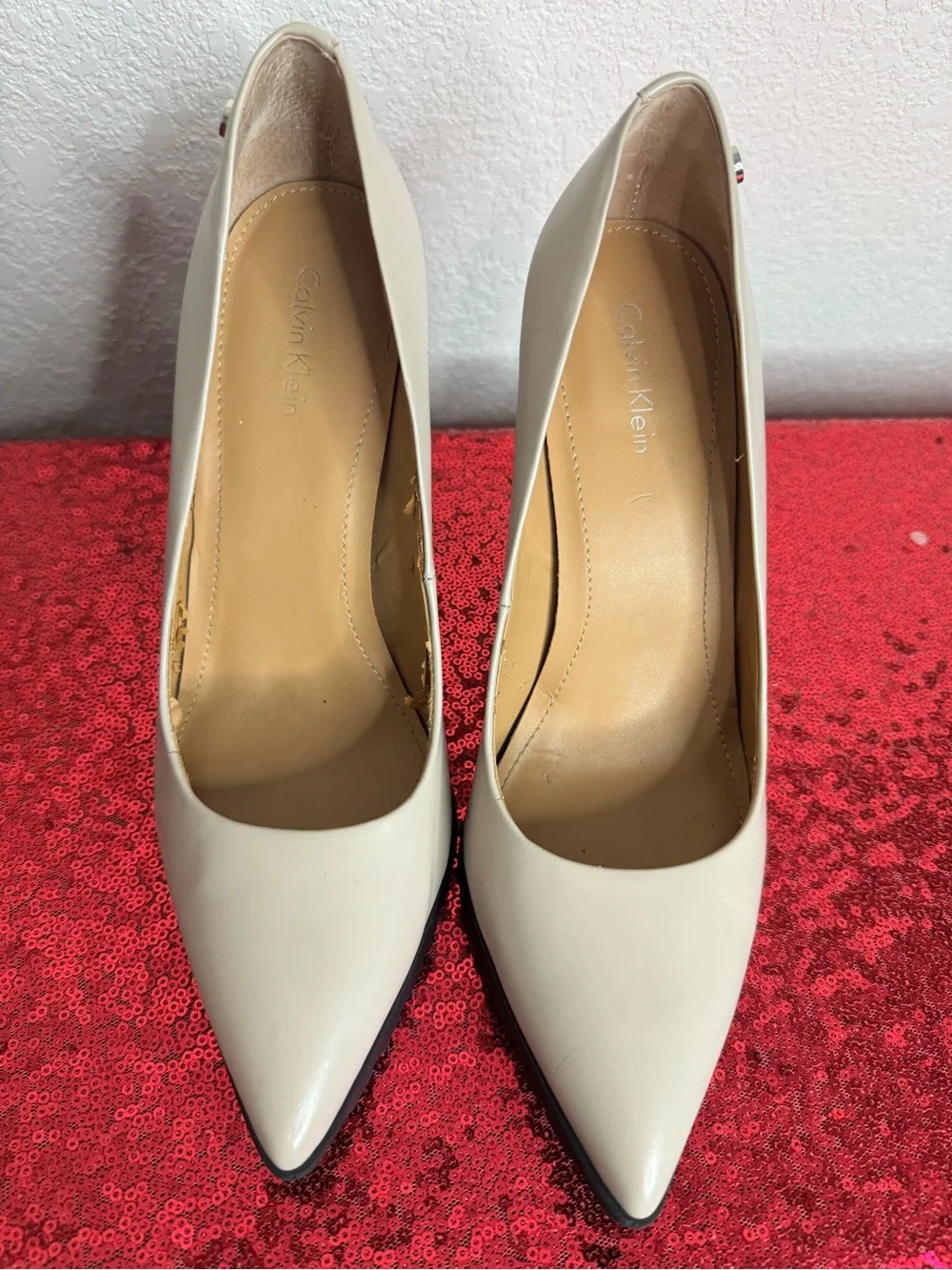 2/for $20 🪩 CALVIN KLEIN Beige High Heel Pointed Toe Pumps (Women’s 8.5)